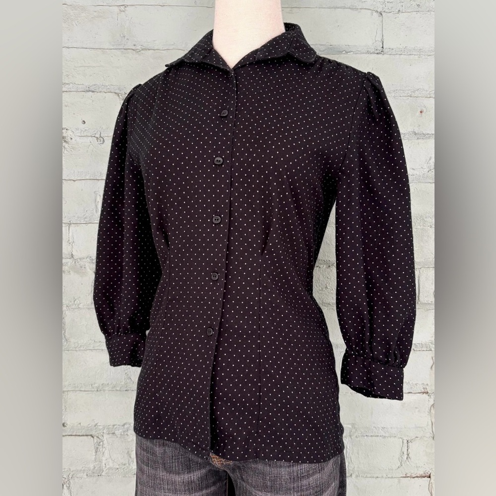 Vintage 80s Black Polka Dot Blouse